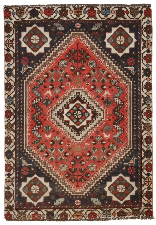 Semi Antique Red Tribal 3X5 Shiraz Persian Rug