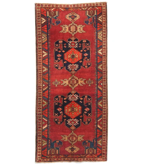 Vintage Red Tribal 4'6X9'9 Hamedan Persian Rug