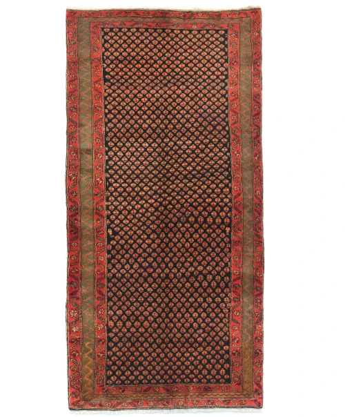 Vintage Plum Floral 4'7X9'5 Kashan Boteh Persian Rug