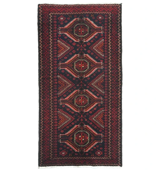 Vintage Dark Purple-navy Tribal 2'10X5'5  Balouch Persian Rug