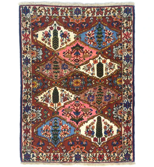 Vintage Rusty Red Floral 3X5 Bakhtiari Persian Rug