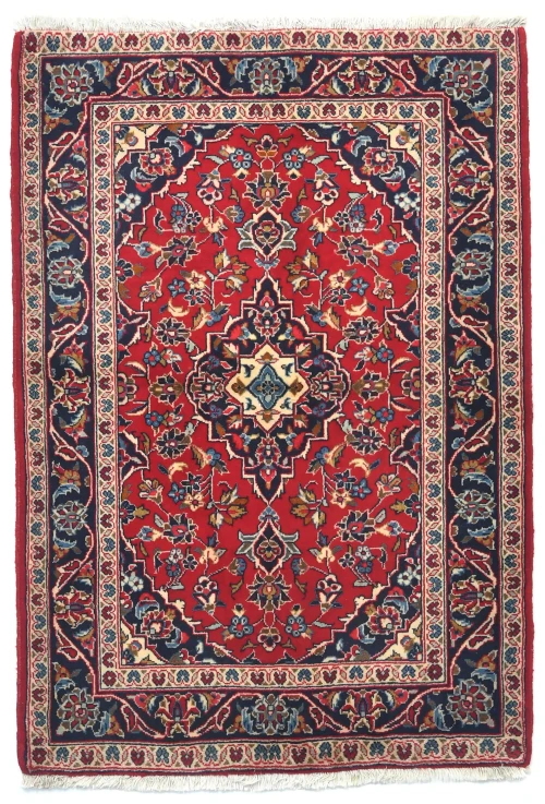 Vintage Red Traditional Floral 3X5 Kashan Persian Rug