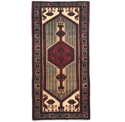 Vintage Red Tribal 3X7 Meshkin Persian Rug