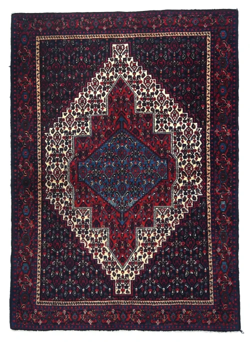 Vintage Geometric Plum 4X5'5 Bidjar Persian Rug