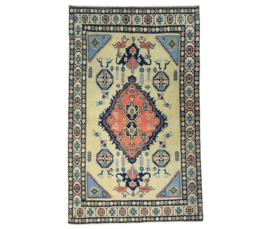 Vintage Red Pictoral Traditional 4X6 Tabriz Persian Rug