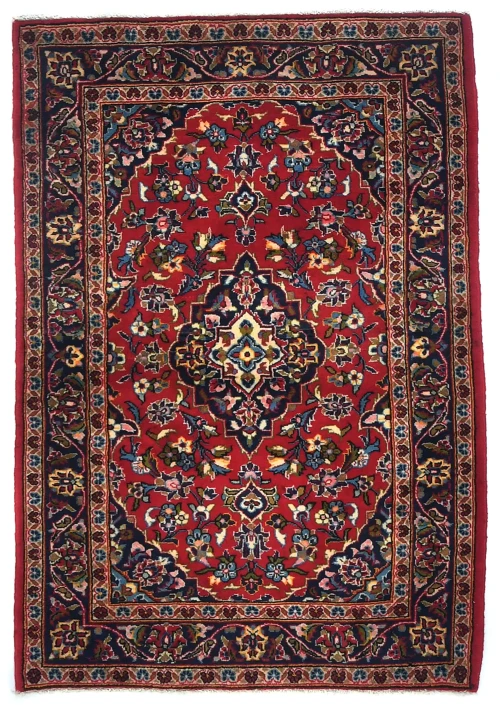 Vintage Red Traditional Floral 3X5 Kashan Persian Rug