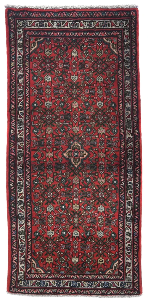 Vintage Red Floral Tribal 3X6 Hamedan Persian Rug