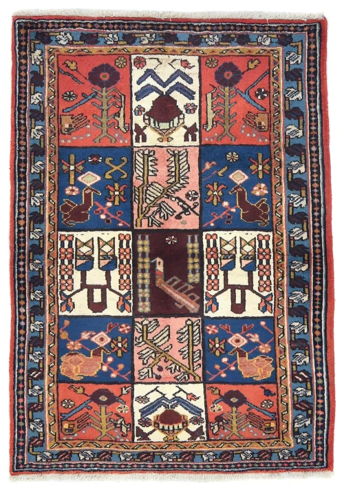 Vintage Multicolored Tribal 3X5 Bakhtiari Persian Rug
