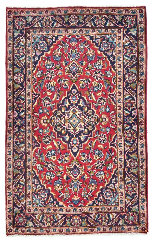 Vintage Red Traditional Floral 3X5 Kashan Persian Rug