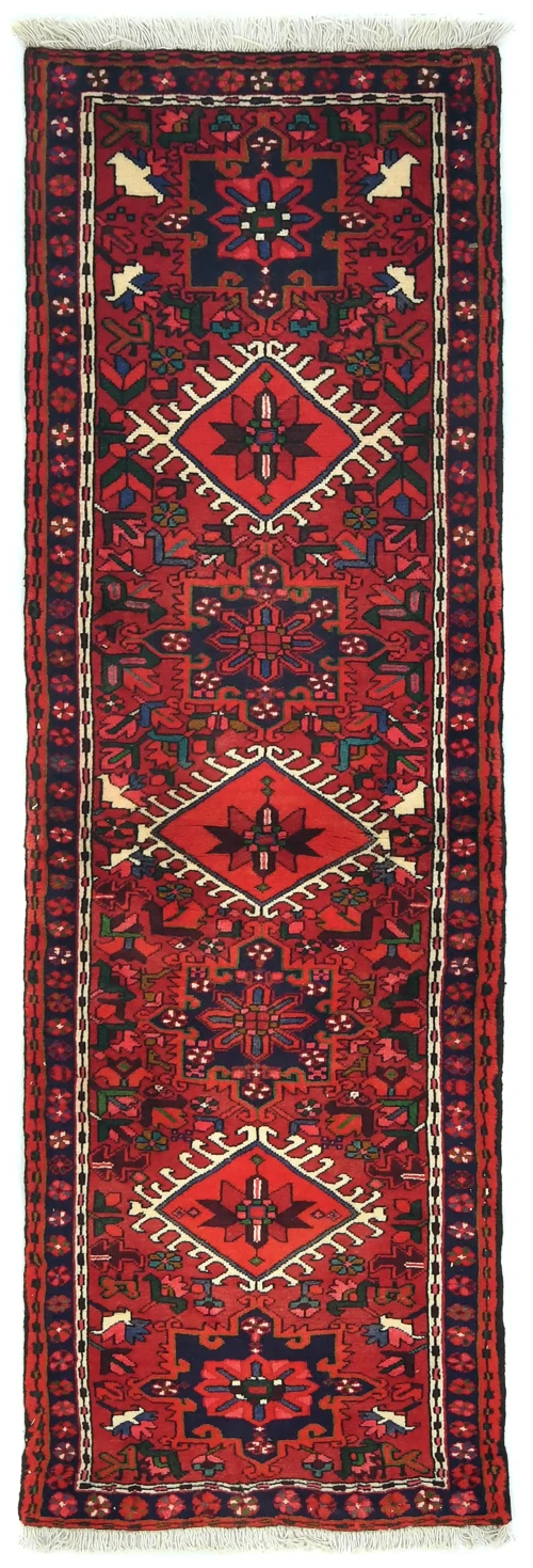 Vintage Red Geometric 2'3X7'3 Karajeh Persian Runner Rug