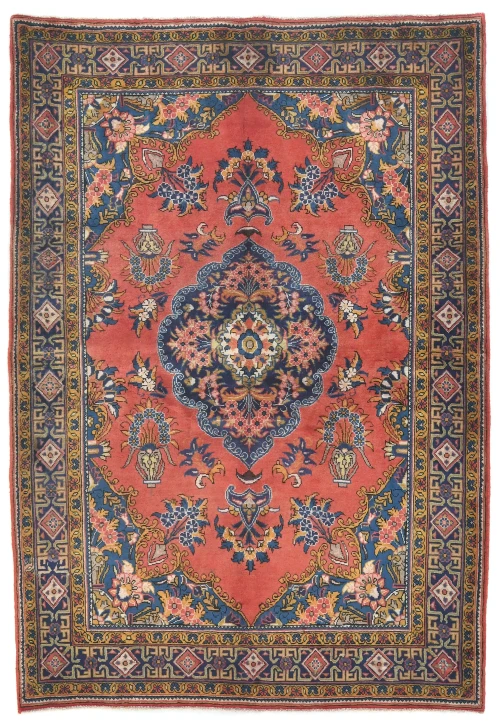 Vintage Red Floral Traditional 5'5X7'5 Viss Persian Oriental Rug