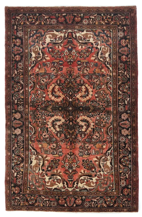 Semi Antique Muted Red Tribal Floral 5X7 Lilian Persian Rug
