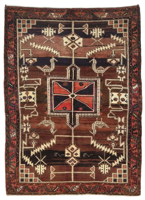 Vintage Brown Tribal 5'5X7'5 Hamedan Persian Rug