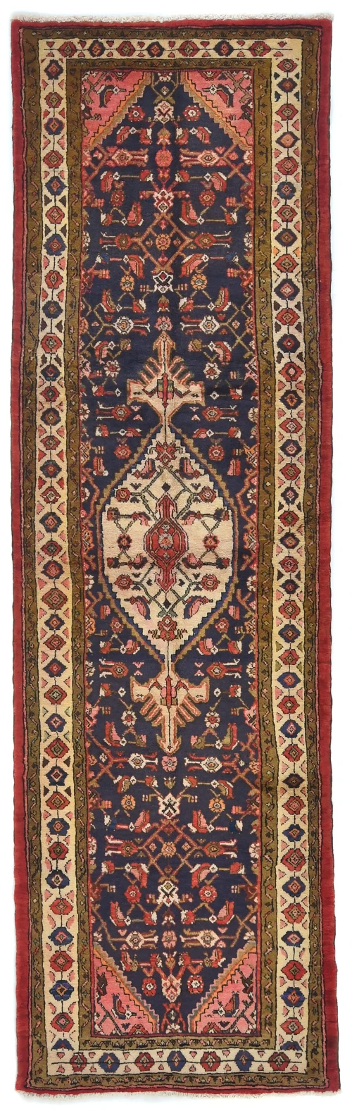 Vintage Plum Floral Tribal 3X10 Hamedan Persian Runner Rug