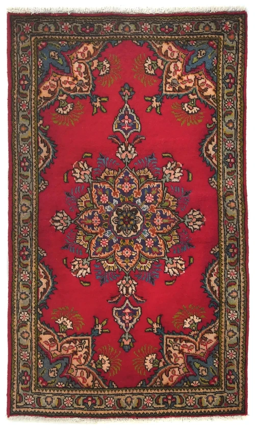 Vintage Red Floral Traditional 3X5 Tabriz Persian Rug