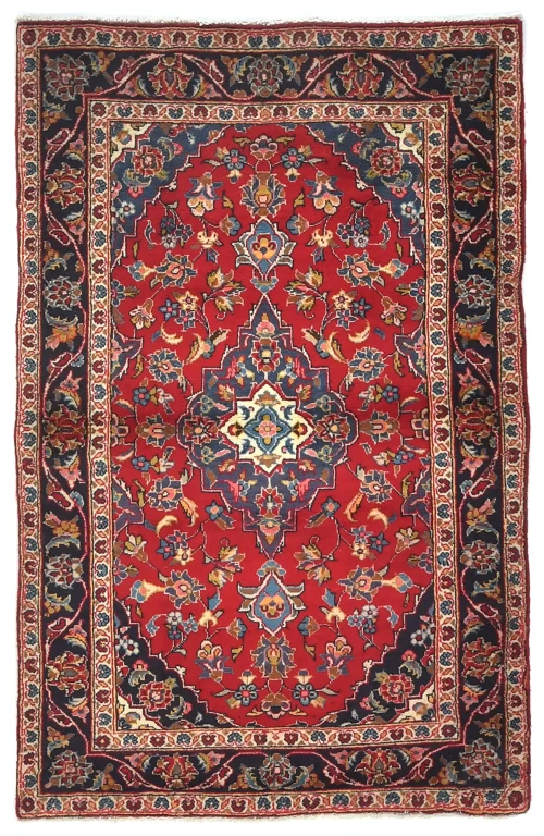 Vintage Red Traditional Floral 3X5 Kashan Persian Rug