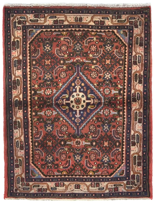 Vintage Rusty Red Floral Tribal 3X4 Hamedan Persian Rug