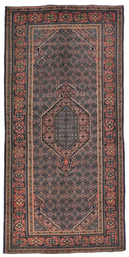 Vintage Coral Pink Tribal 5X10 Ardabil Persian Rug