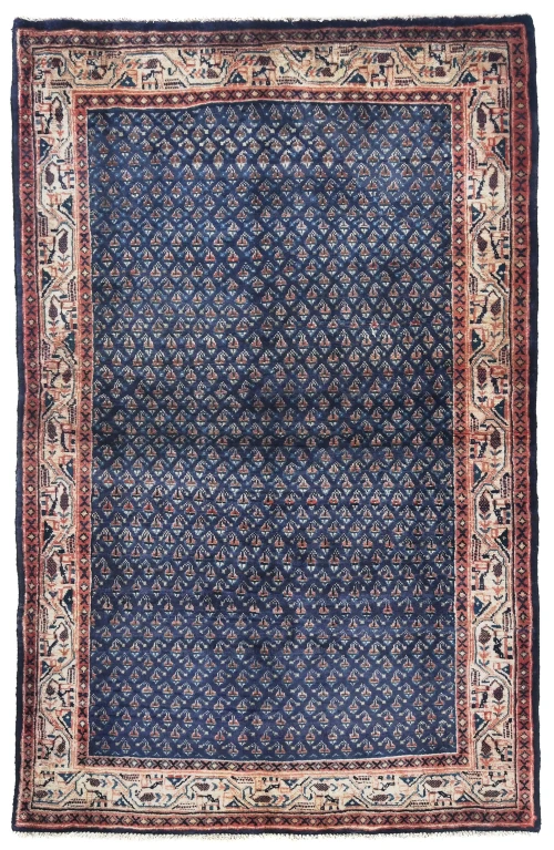 Vintage Purple-navy Tribal 4X7 Botemir Persian Rug