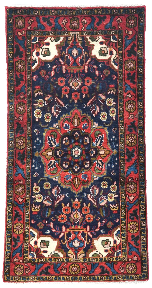 Vintage Purple-navy Floral Tribal 3X6 Hamedan Persian Rug