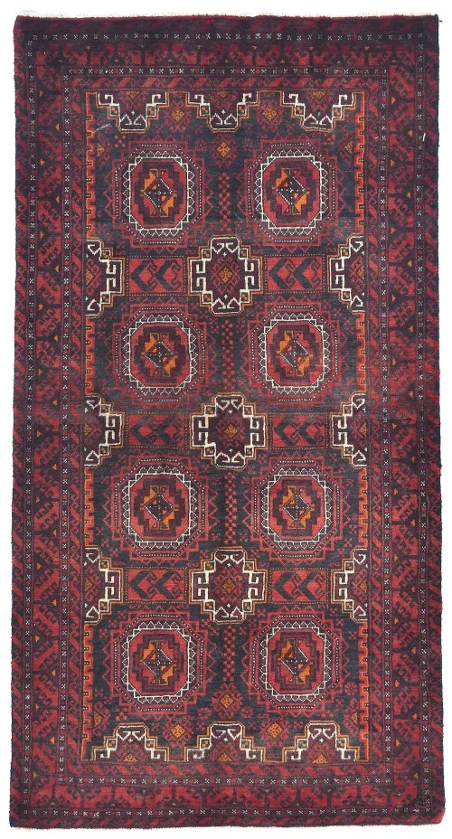 Vintage Red Tribal 3X6 Balouch Persian Rug