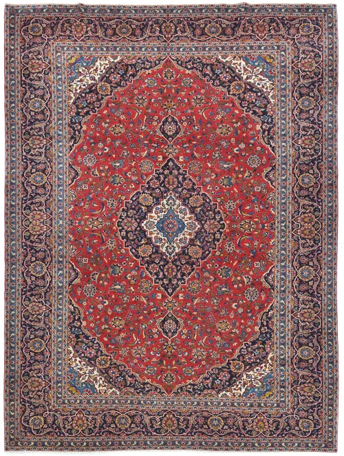 Vintage Red Floral Traditional 10X13 Kashan Persian Rug