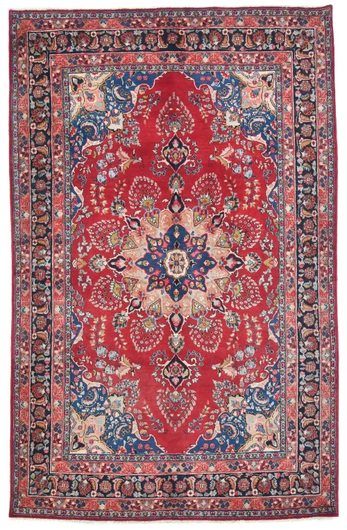 Vintage Red Traditional 6'5X9'9 Sabzevar Persian Rug