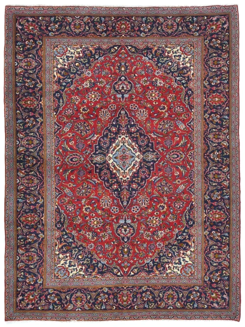 Vintage Red Floral Traditional 7X10 Mashad Persian Rug