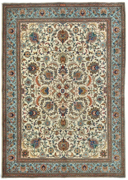 Vintage Cream Floral 10X12 Tabriz Persian Rug