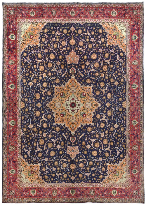 Vintage Purple-navy Traditional 10X13 Tabriz Persian Rug