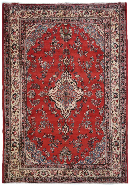 Vintage Red Floral Traditional 9X12 Hamedan Persian Rug