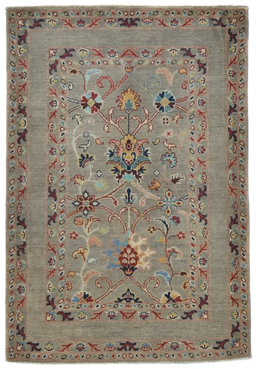 Brown Floral Modern 3X5 Kazak Oushak Pakistan Rug