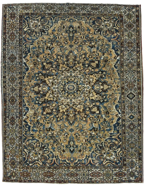 Semi Antique Beige Floral 12X15 Vintage Oriental Rug