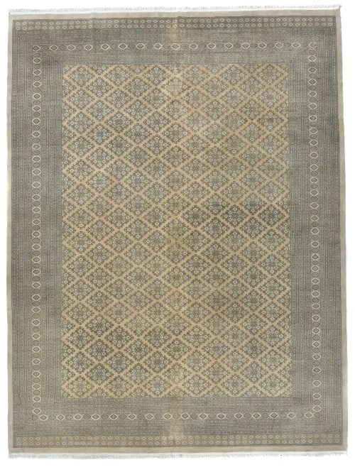 Vintage Beige Allover Tribal 9X12 Vintage Oriental Rug