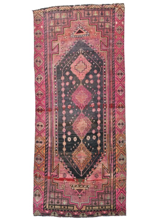Antique Muted Tribal 4X9 Distressed Vintage Oriental Runner Rug