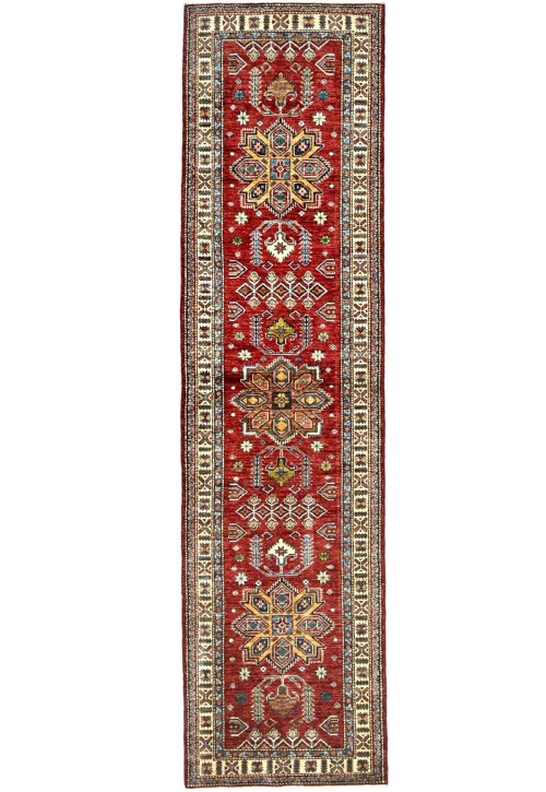 Red Tribal Geometric 3X10 Kazak Pakistan Oriental Runner Rug