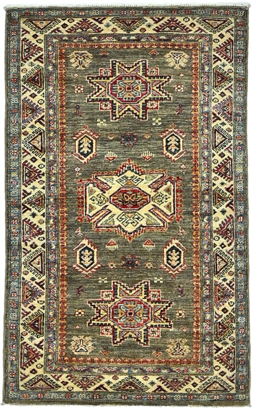 Muted Orange Tribal Geometric 3X5 Kazak Pakistan Oriental Rug