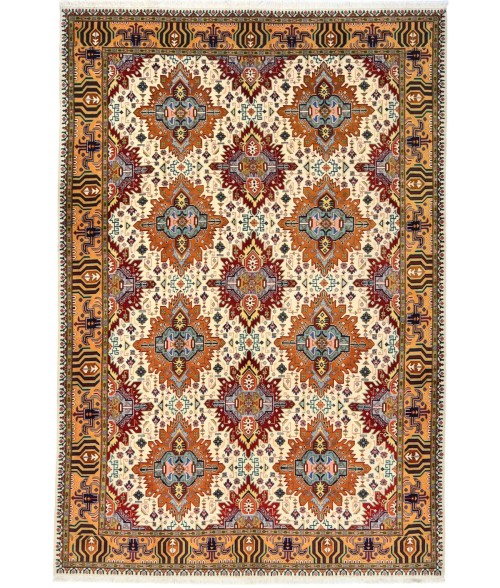 Vintage Cream Traditional 7x10 Tabriz Persian Rug