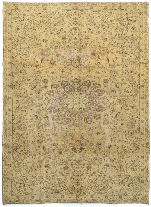 Antique Muted Floral 7'0X9'7 Distressed Vintage Oriental Rug