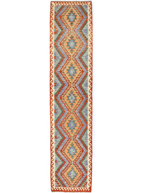 Multicolored Geometric Reversible 3X13 Kilim Oriental Runner Rug