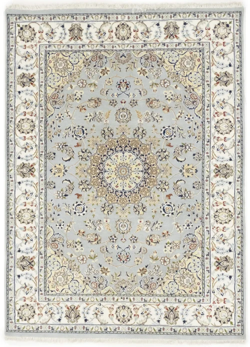 Light Blue Floral 5X7 Indo-Nain Oriental Rug