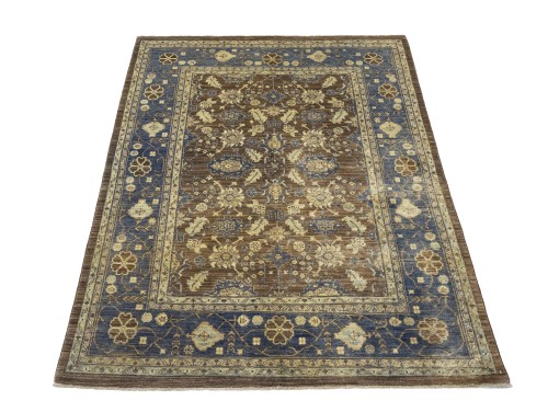 Brown Floral 4'9X6'3 Afghan Oriental Rug