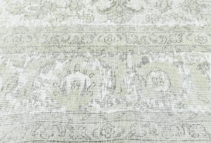 Antique Muted Cream Floral 9'3X9'8 Distressed Vintage Oriental Rug