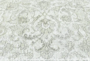 Antique Muted Cream Floral 9'3X9'8 Distressed Vintage Oriental Rug