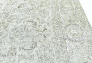 Antique Muted Cream Floral 9'3X9'8 Distressed Vintage Oriental Rug