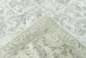 Antique Muted Cream Floral 9'3X9'8 Distressed Vintage Oriental Rug