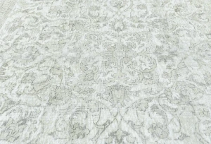 Antique Muted Cream Floral 9'3X9'8 Distressed Vintage Oriental Rug