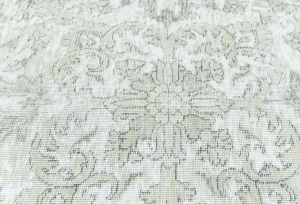 Antique Muted Cream Floral 9'3X9'8 Distressed Vintage Oriental Rug