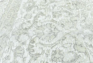 Antique Muted Cream Floral 9'3X9'8 Distressed Vintage Oriental Rug