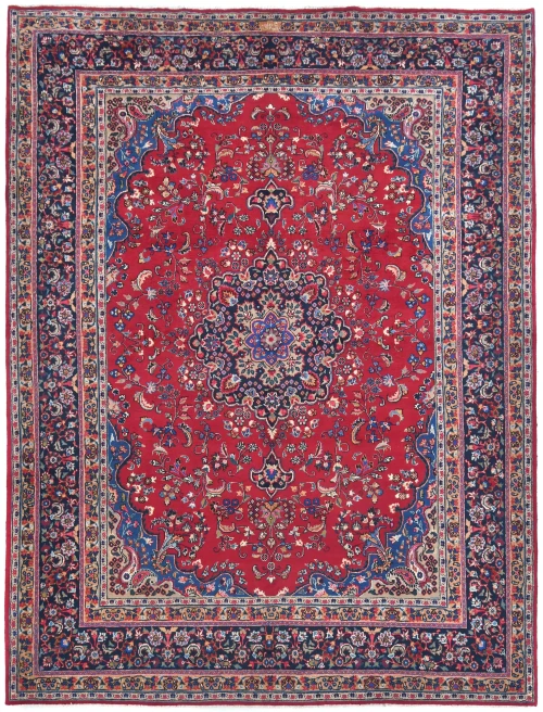 Vintage Red Traditional 10X13 Sabzevar Persian Rug